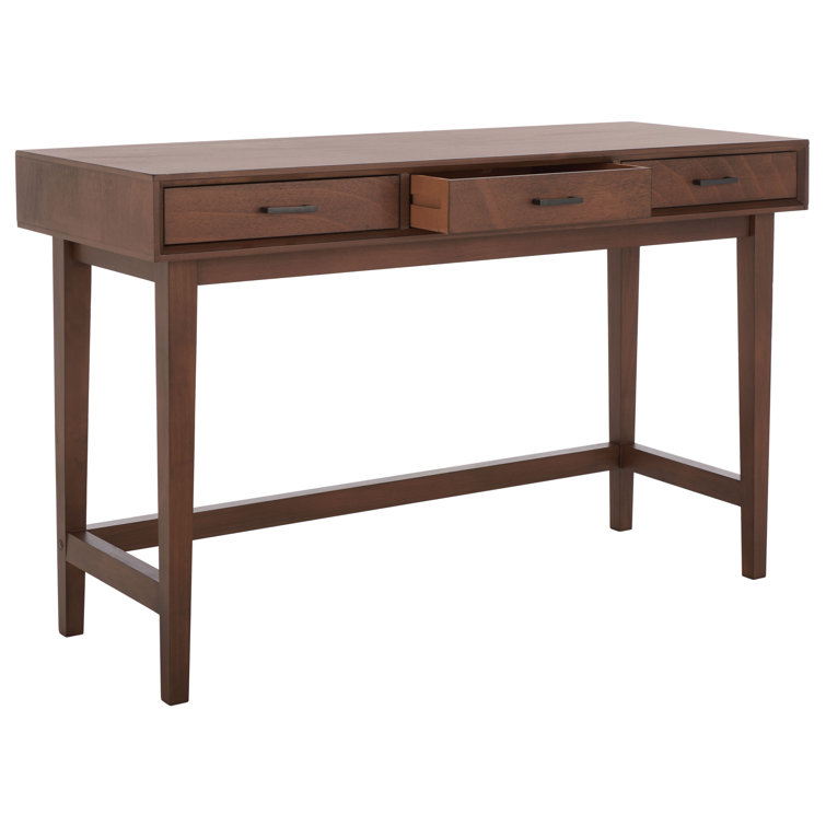 Retro Chic Hawthorn Brown Wood 3-Drawer Writing Desk