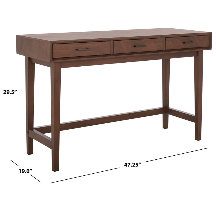 Retro Chic Hawthorn Brown Wood 3-Drawer Writing Desk