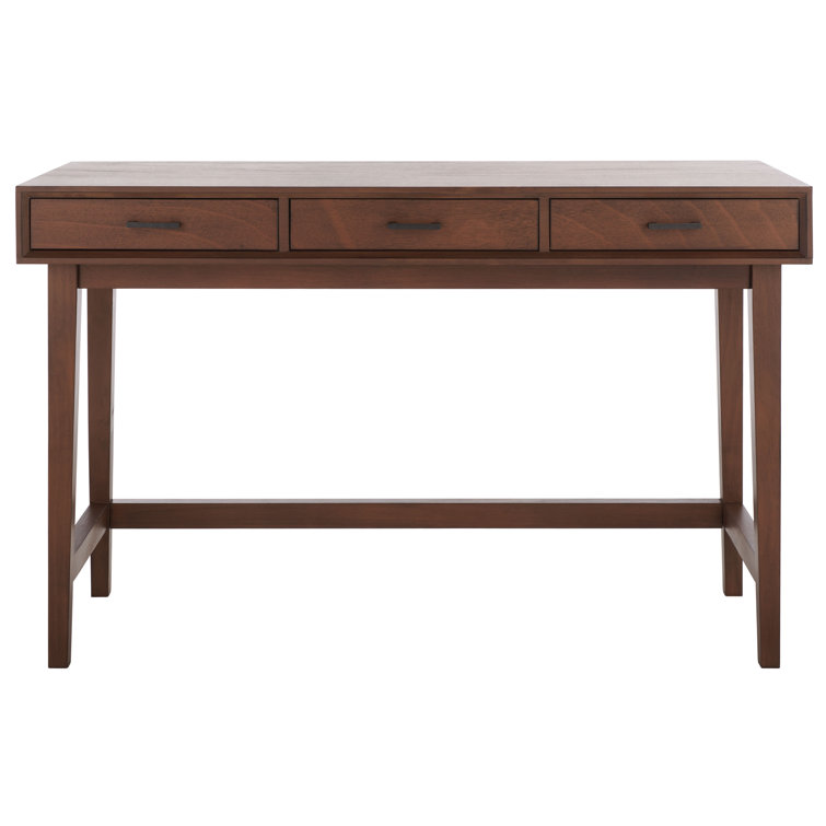 Retro Chic Hawthorn Brown Wood 3-Drawer Writing Desk