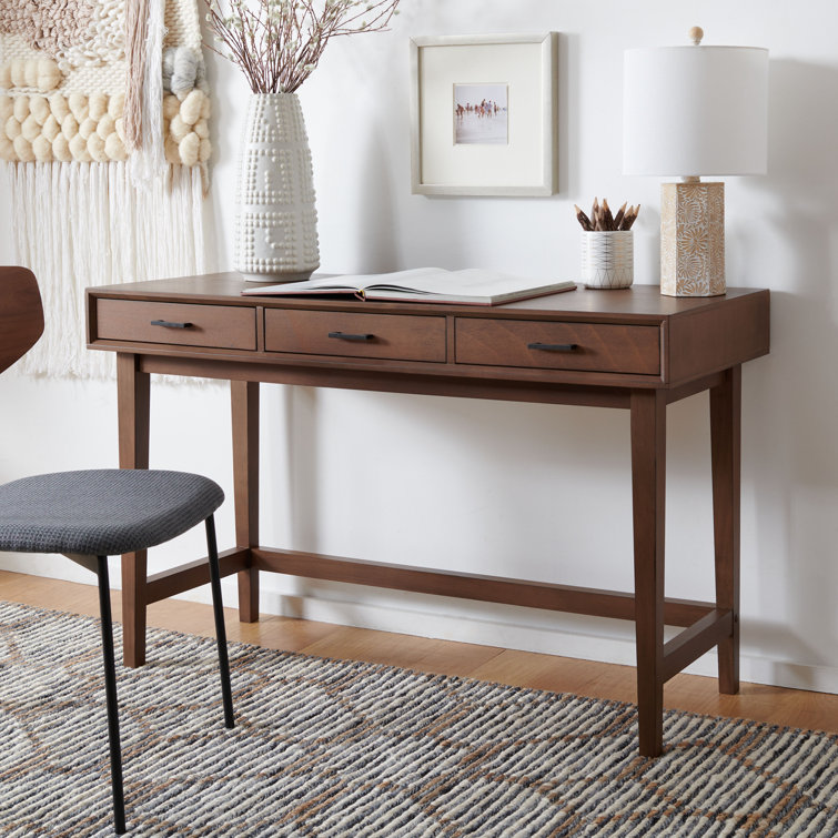 Retro Chic Hawthorn Brown Wood 3-Drawer Writing Desk