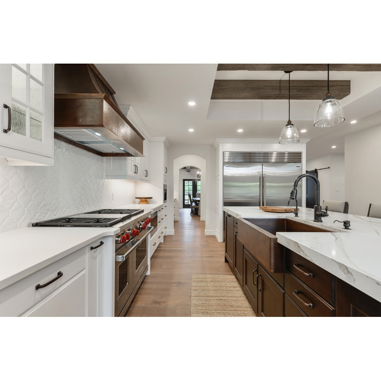 35" Hammered Copper Farmhouse Drop-in Kitchen Sink