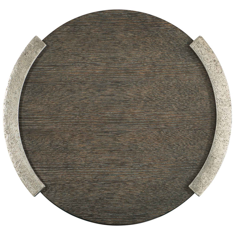 Gray Round Oak and Aluminum End Table