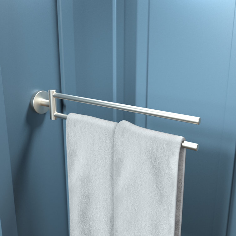 Brushed Nickel Dual Arm Wall Mounted Towel Bar