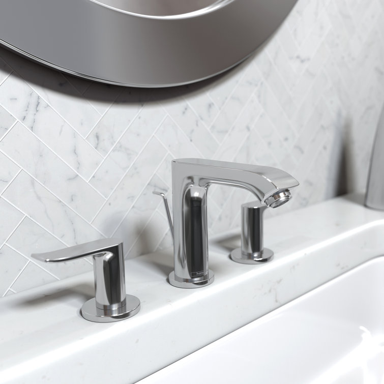 18" Chrome Brass Widespread Bathroom Faucet with Dual Handles