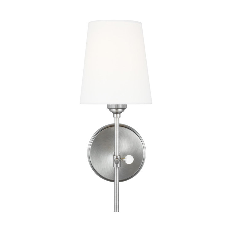 Satin Brass Wall Sconce with White Linen Shade
