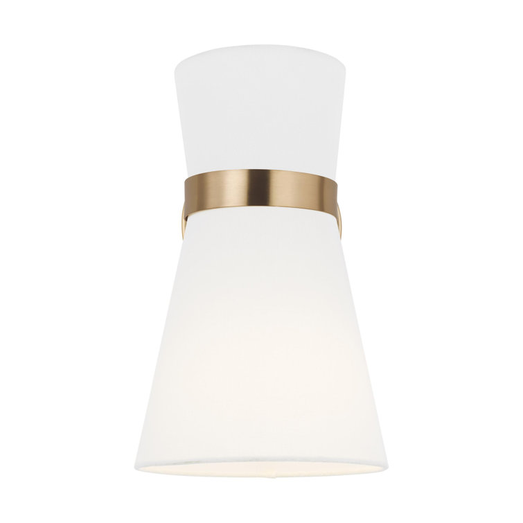Satin Bronze and White Linen 1-Light Outdoor Wall Sconce