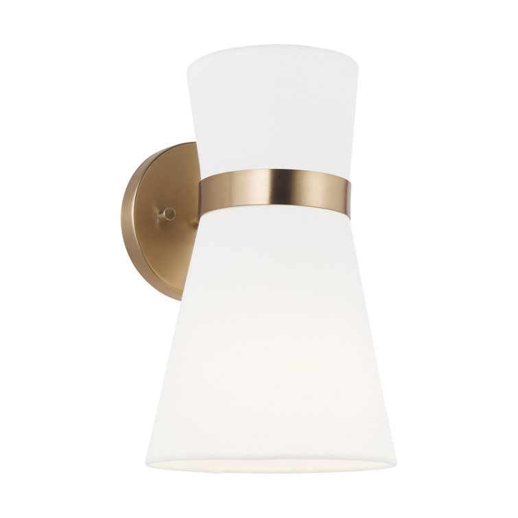 Satin Bronze and White Linen 1-Light Outdoor Wall Sconce