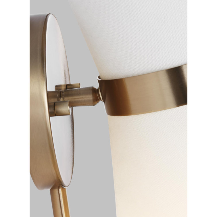 Satin Bronze and White Linen 1-Light Outdoor Wall Sconce