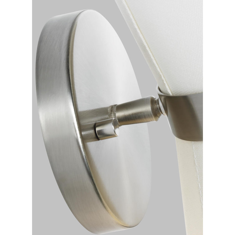 Clark Brushed Nickel 1-Light Outdoor Wall Sconce with White Linen Shade