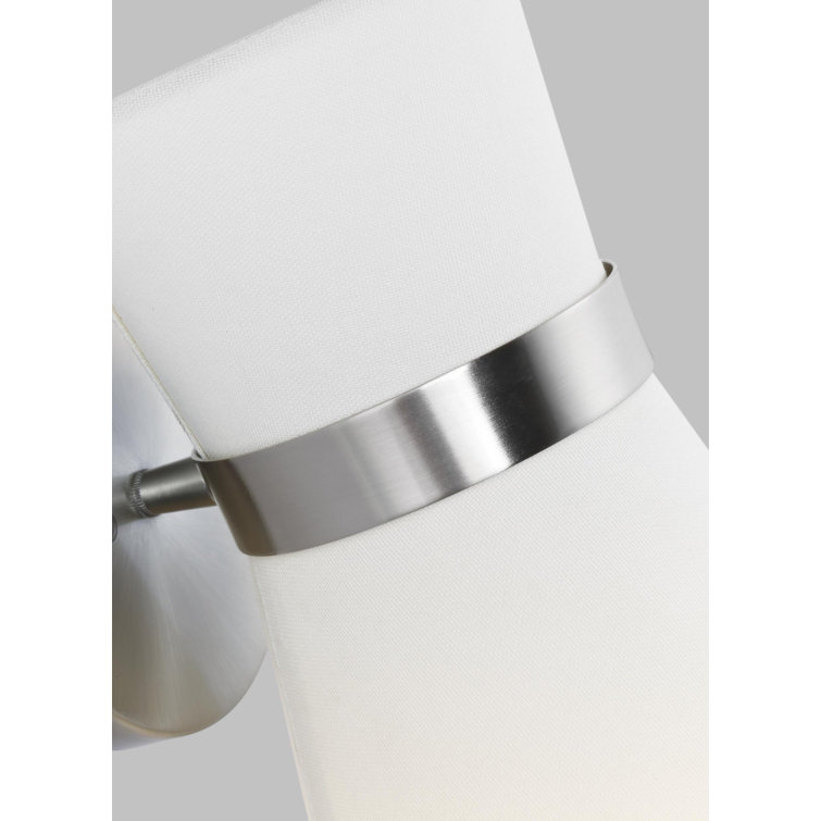 Clark Brushed Nickel 1-Light Outdoor Wall Sconce with White Linen Shade