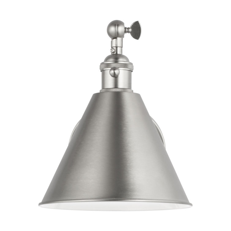 Black Adjustable Swing Arm Wall Sconce with White Shade