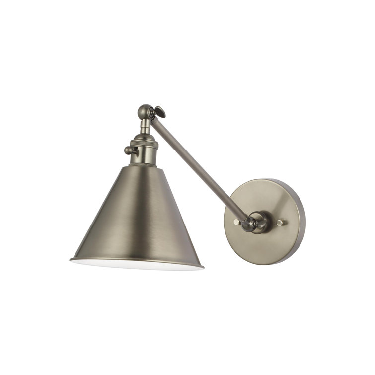 Black Adjustable Swing Arm Wall Sconce with White Shade