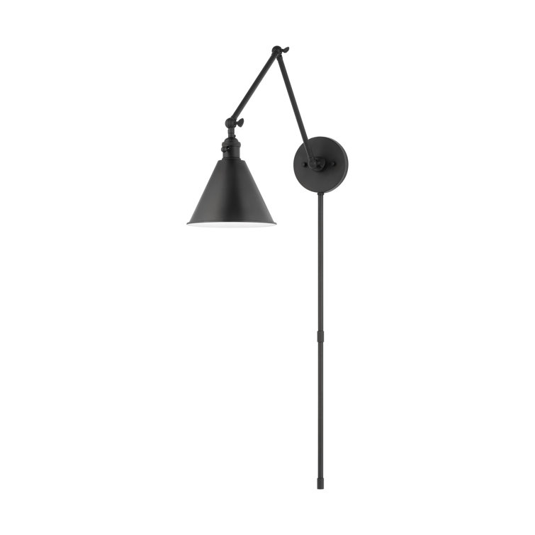 Midnight Black Outdoor Plug-In Swing Arm Sconce