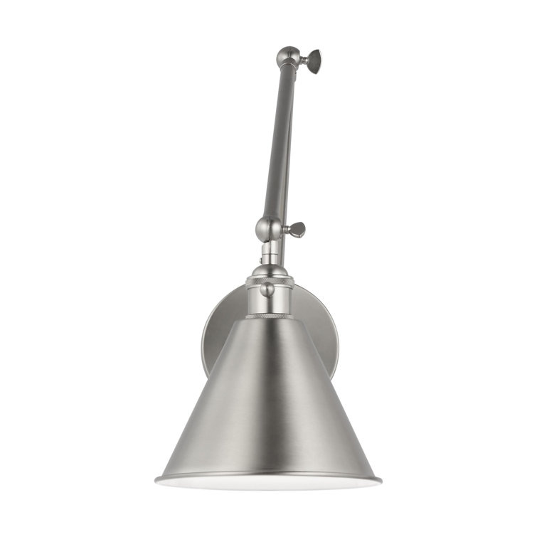 14.25" Black and Nickel Outdoor Swing Arm Sconce