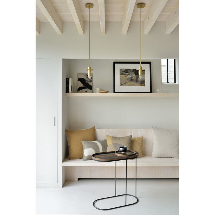 Medium Black Wood and Metal Oblong Side Table