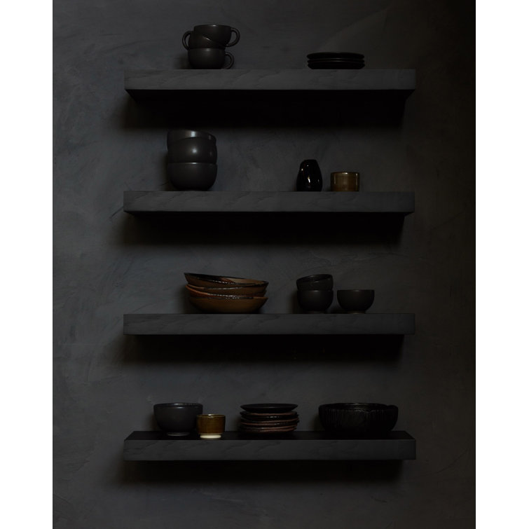 Natural Oak Rectangular Floating Wall Shelf