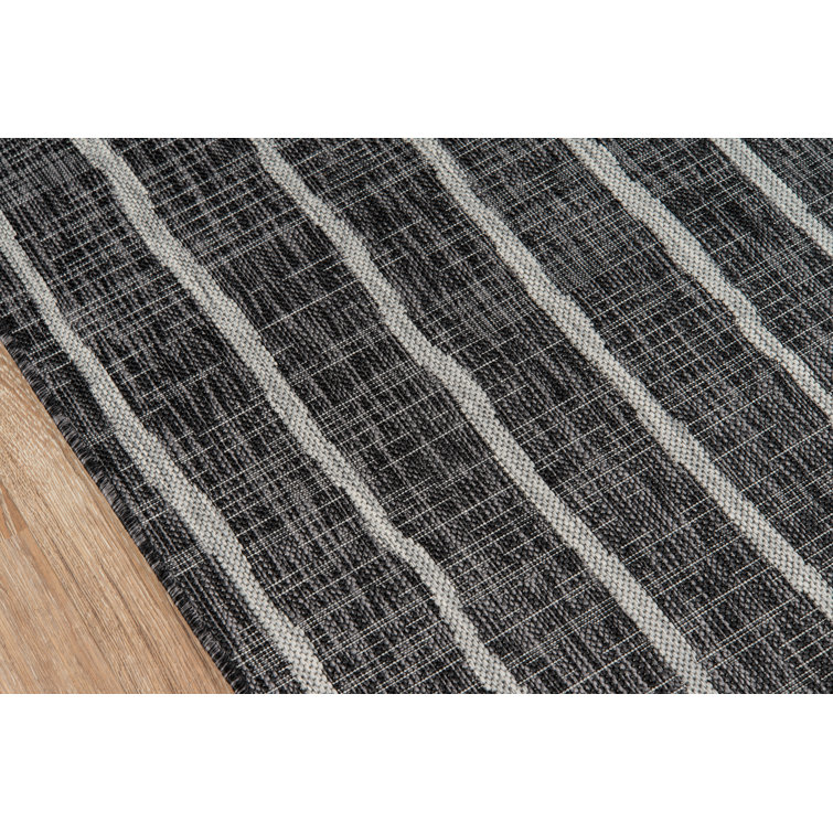 Coastal Stripe Blue Synthetic 5'3" x 7'6" Easy-Care Area Rug