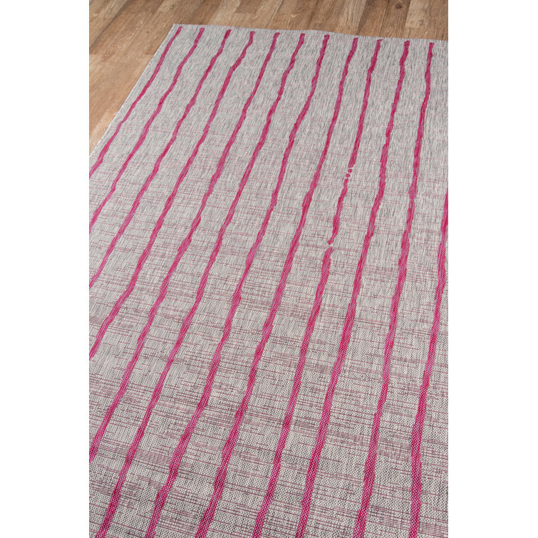 Coastal Stripe Blue Synthetic 5'3" x 7'6" Easy-Care Area Rug