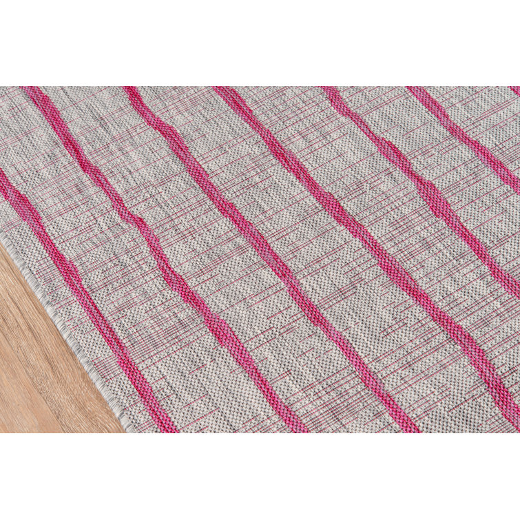 Coastal Stripe Blue Synthetic 5'3" x 7'6" Easy-Care Area Rug