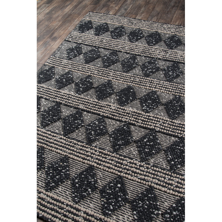 Charcoal Geometric Hand-Tufted Wool and Viscose Rug 2' x 3'