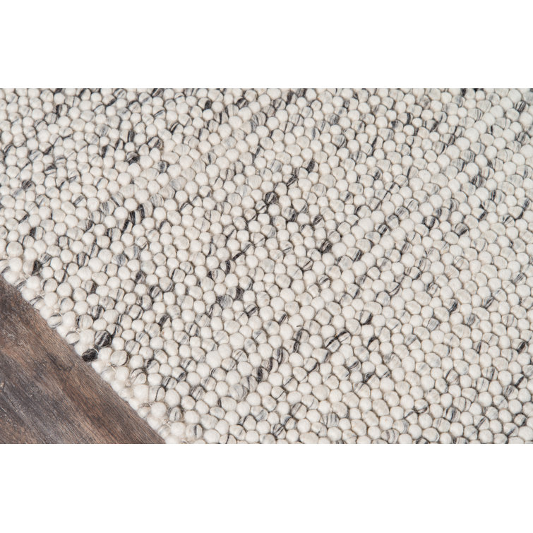 Ivory and Gray Handmade Wool Viscose Tufted Rug, 3' x 5'