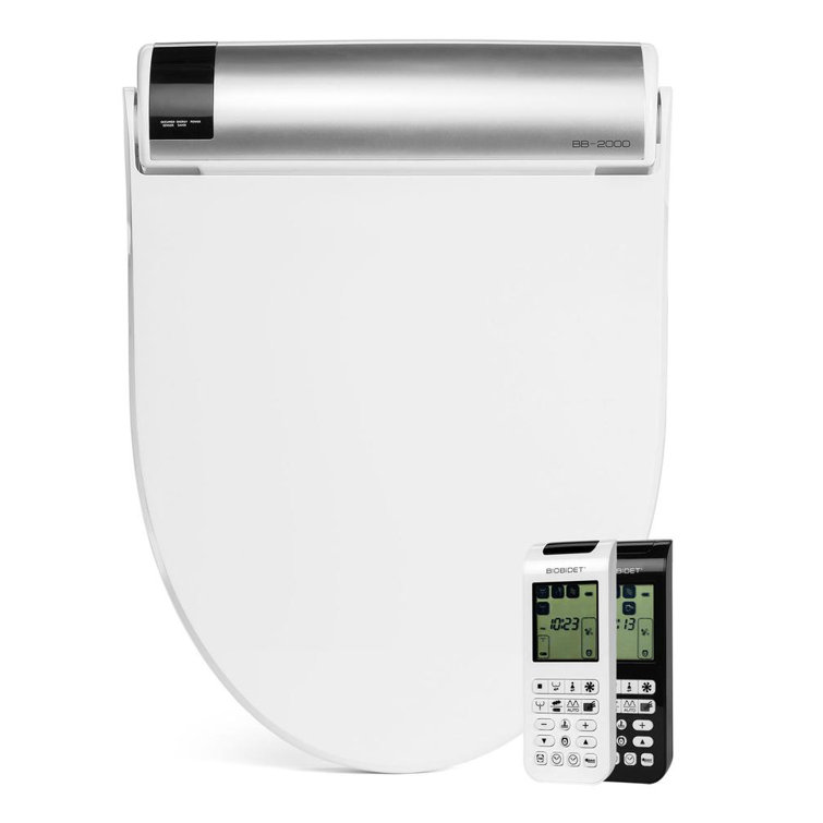 Bliss White Plastic Elongated Bidet Toilet Seat with Remote