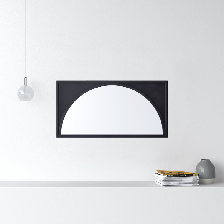 Elegant Satin Black Full-Length Rectangular Wood Wall Mirror