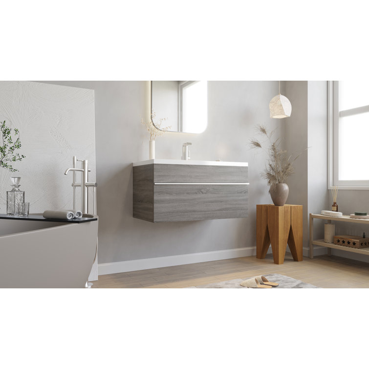 Arlie 30'' Brown Wall-Mount Single Sink Vanity