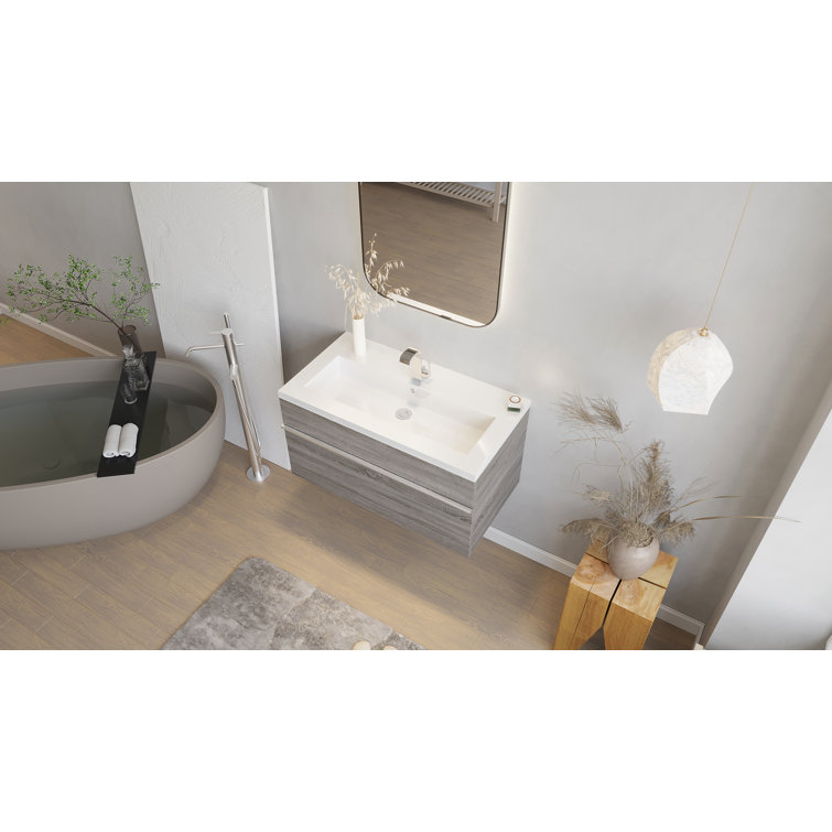 Arlie 30'' Brown Wall-Mount Single Sink Vanity