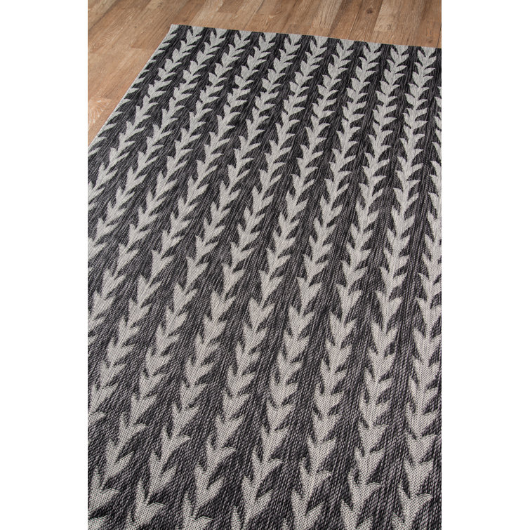 Charcoal and Light Gray Braided Synthetic Rectangular Rug