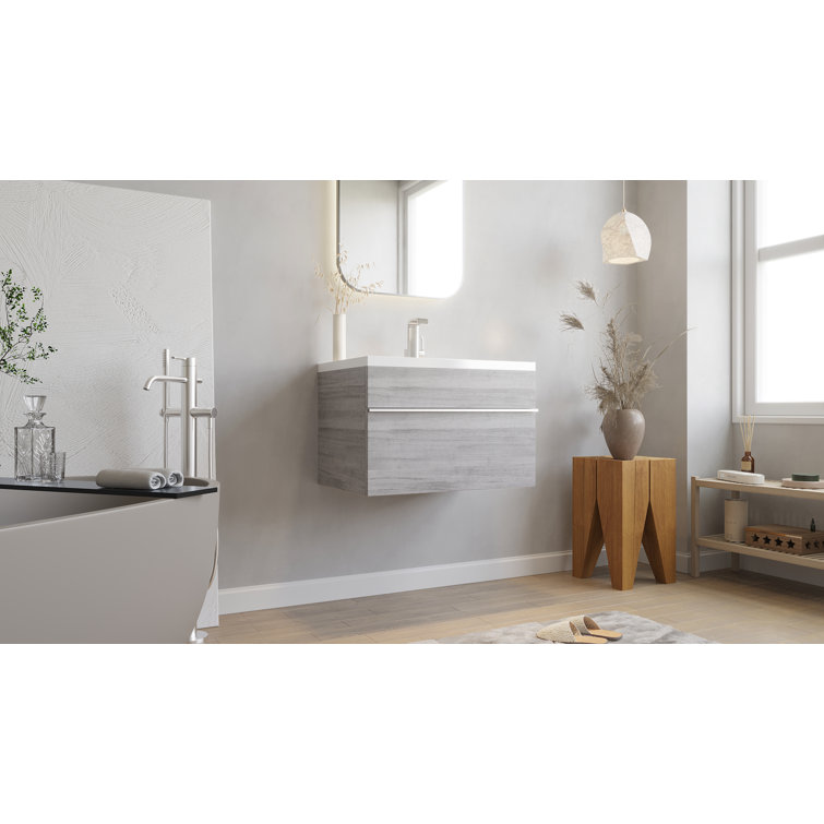 Arlie 24'' Single Sink Bathroom Vanity with Cultured Marble Top