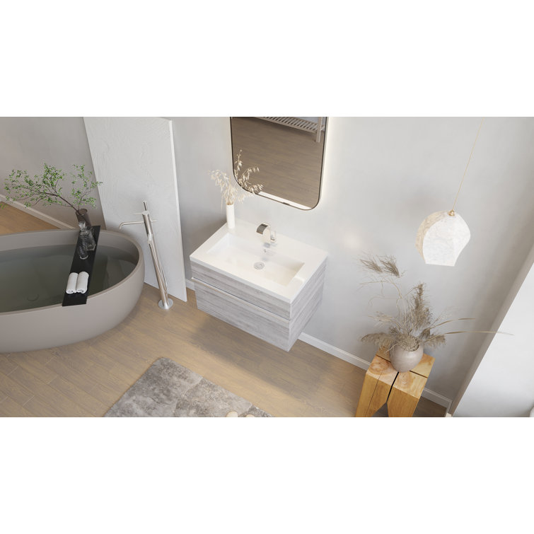 Arlie 24'' Single Sink Bathroom Vanity with Cultured Marble Top