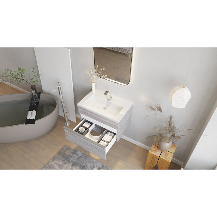 Arlie 24'' Single Sink Bathroom Vanity with Cultured Marble Top