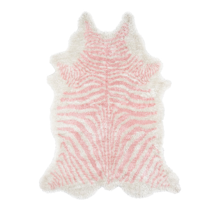 Plush Pink Zebra Stripe Hand-Tufted Area Rug, 3'6" x 5'6"