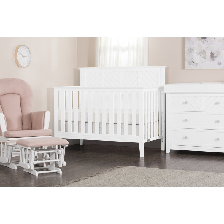 Matte White Chevron Pattern 3-Drawer Nursery Dresser