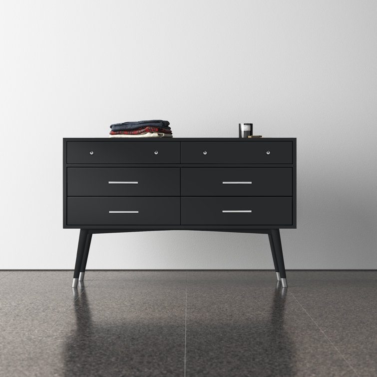 Black and Silver Mid-Century Modern Double Dresser