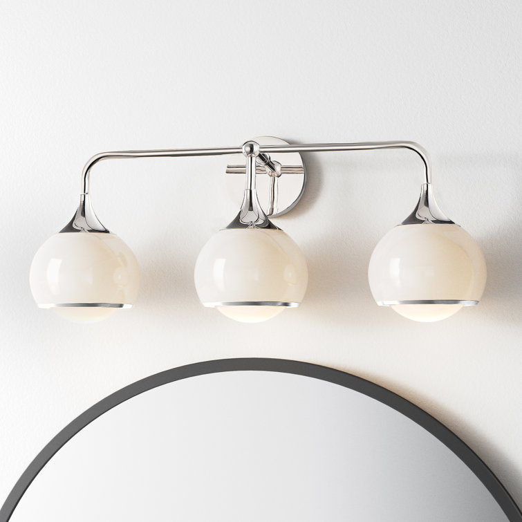 Polished Nickel 3-Light Dimmable Vanity Light with Frosted Glass Shades