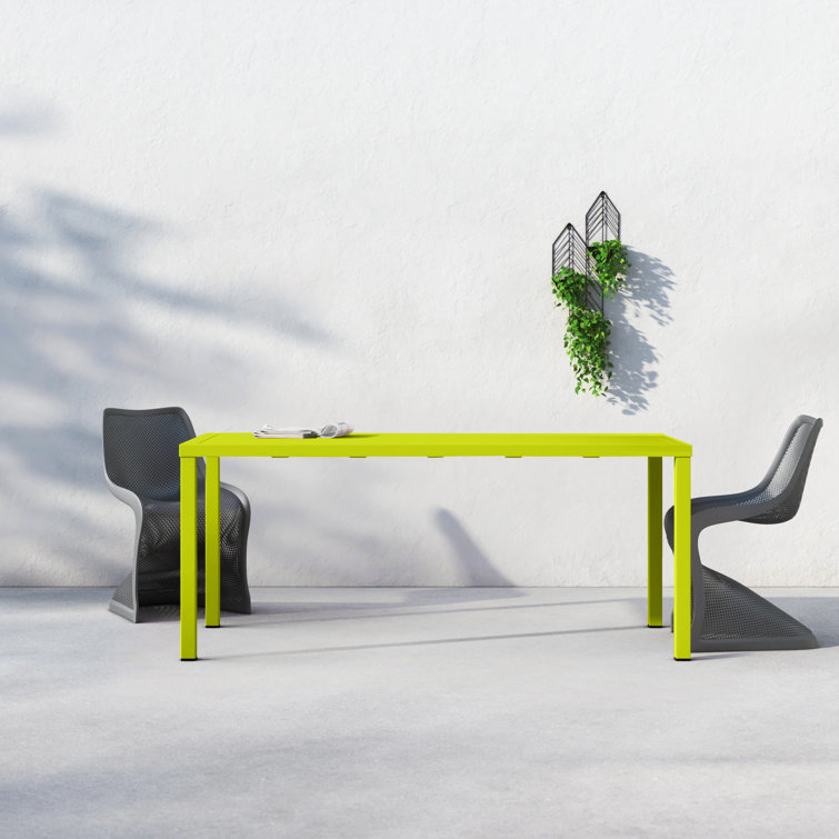 Contemporary Bette Rectangular Metal Dining Table in Light Green
