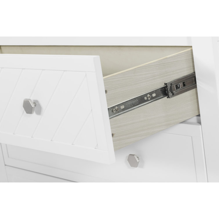 Matte White Chevron Pattern 3-Drawer Nursery Dresser
