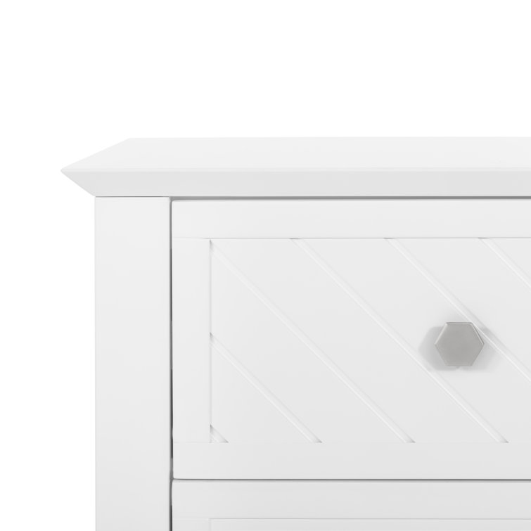 Matte White Chevron Pattern 3-Drawer Nursery Dresser