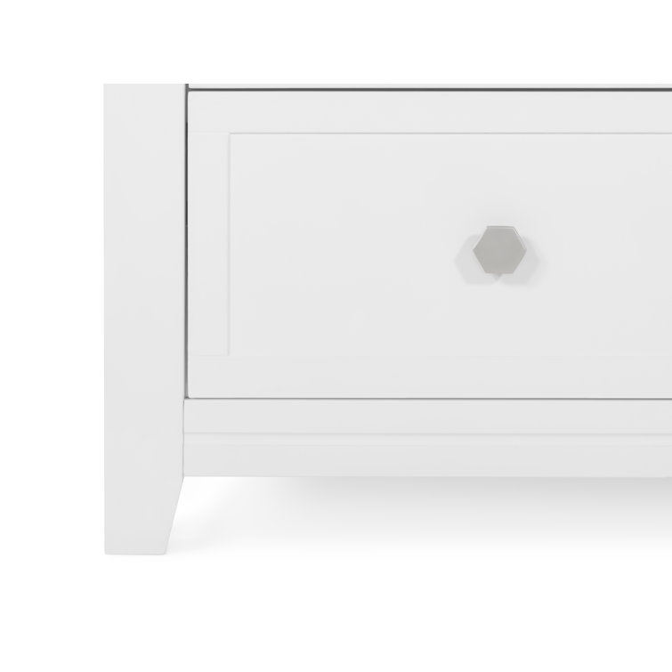 Matte White Chevron Pattern 3-Drawer Nursery Dresser