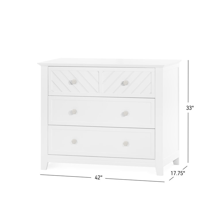 Matte White Chevron Pattern 3-Drawer Nursery Dresser