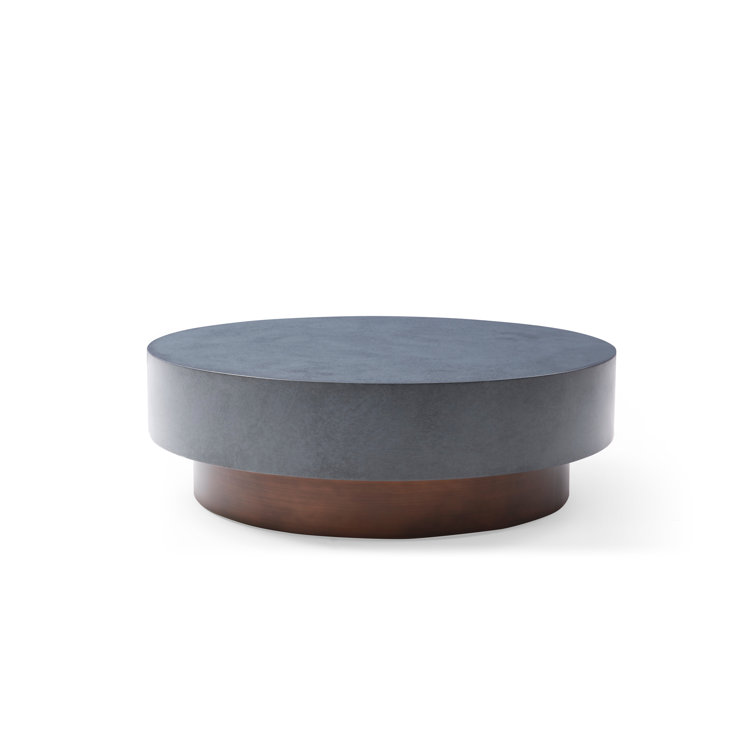 Gray and Antique Copper Round Metal Coffee Table