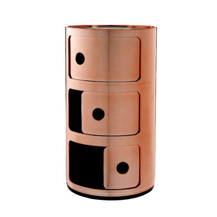 Kartell Componibili 23" Copper Modular Storage Unit with 3 Drawers
