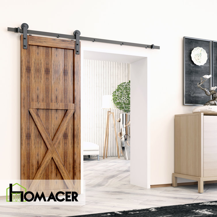 132-Inch Rustic Black Metal Single Barn Door Hardware Kit