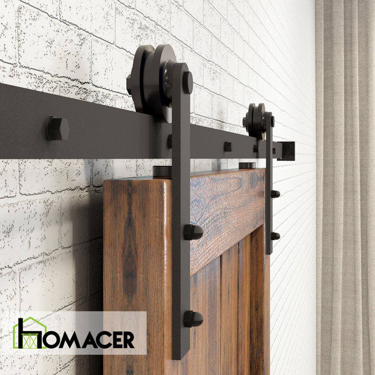 132-Inch Rustic Black Metal Single Barn Door Hardware Kit