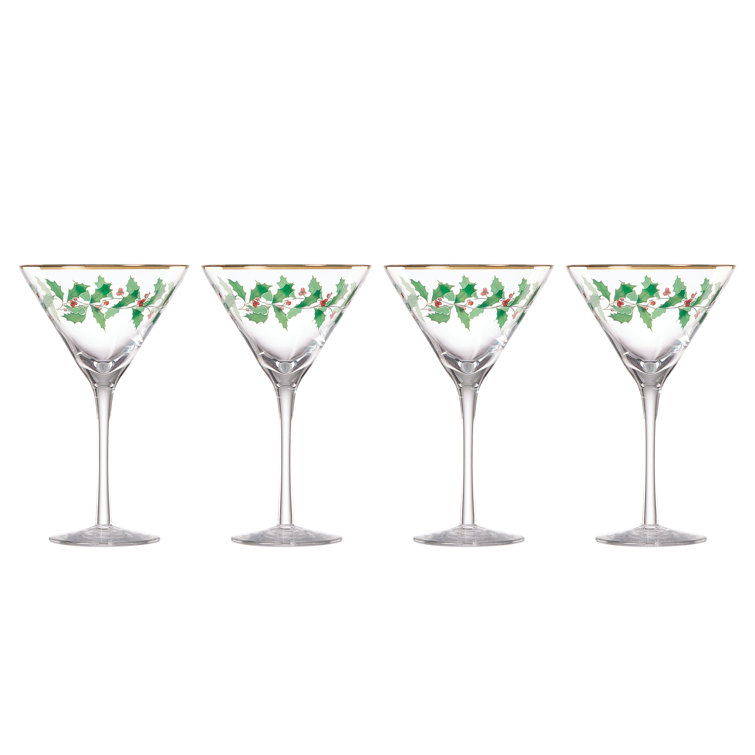 Holiday Holly and Berry 8 oz. Martini Glass Set