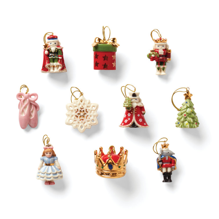 Nutcracker Ballet Porcelain 10-Piece Christmas Ornament Set