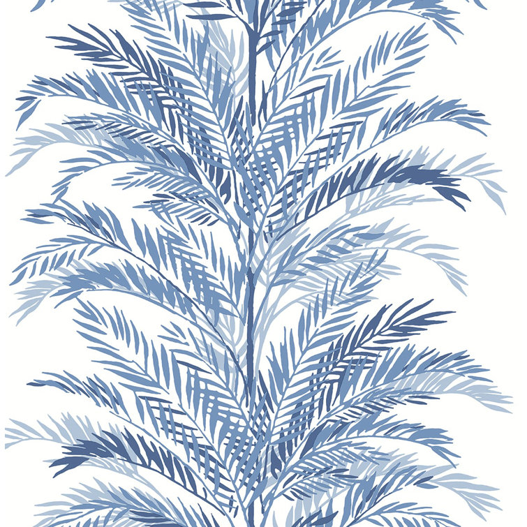 Coastal Blue Keana Palm Peel and Stick Vinyl Wallpaper Roll