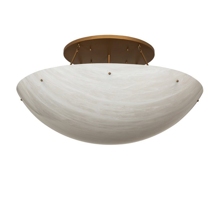 Gold Metallic 12-Light Flush Mount with White Acrylic Shade